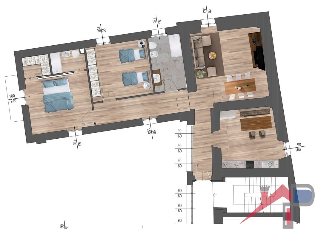 Ampio trilocale panoramico